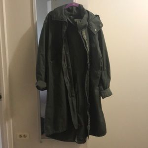 army green military long jacket from h&m